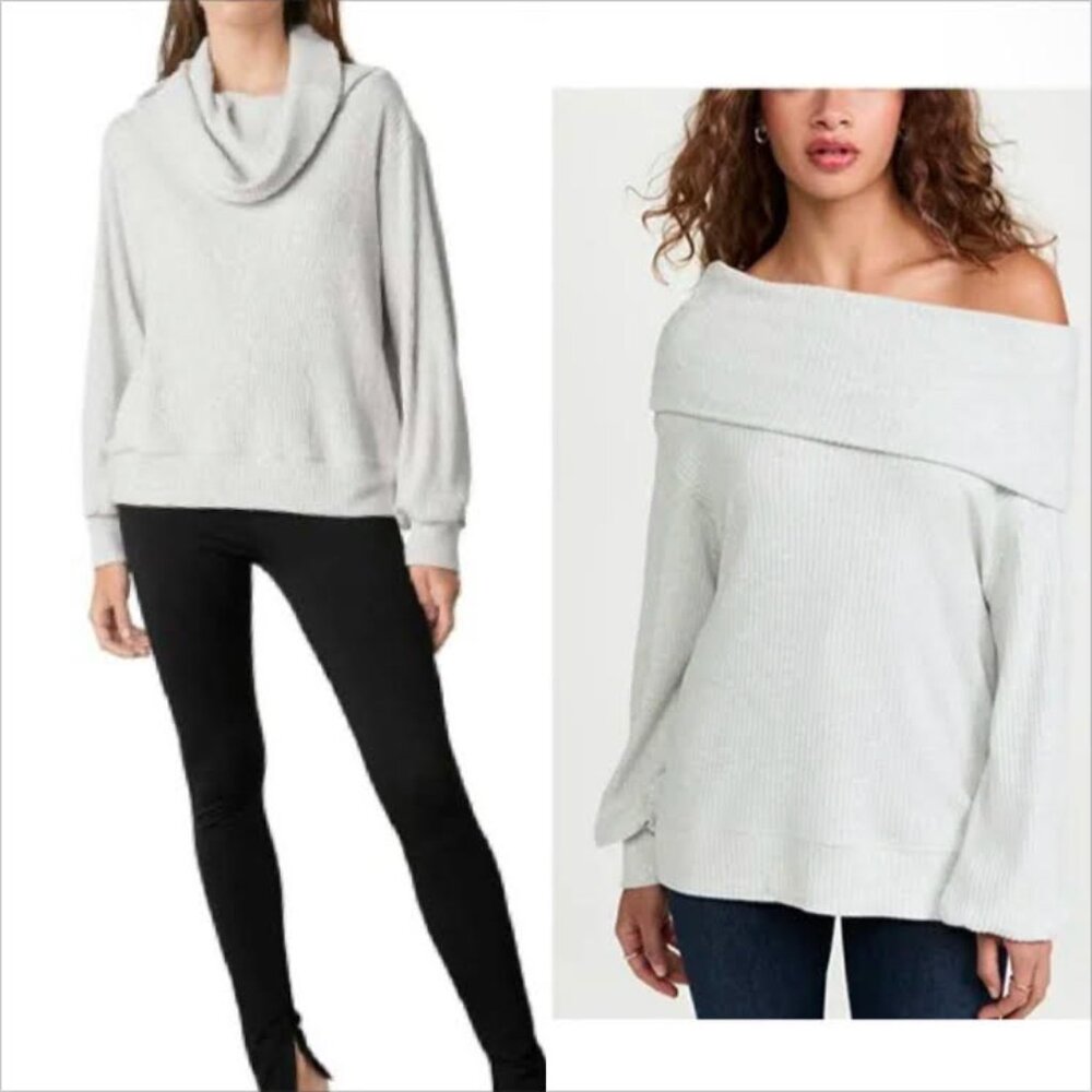 New! Velvet Graham & Spencer Sweater S Woman Gray Ribbed Cowl Neck Long Sleeve